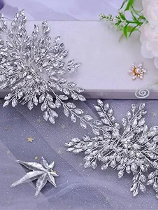 Silver Rhinestone Bridal Hair Comb Headpiece main image 5
